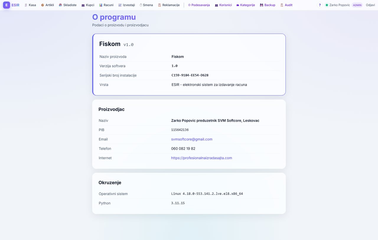 O programu - verzija i serijski broj